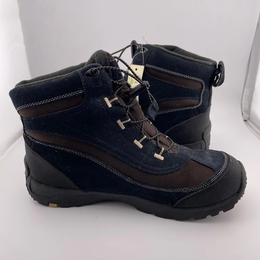 Lands End Mens All Weather Suede Ankle Boots Black Brown‎ 10D 329318